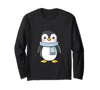A Cute Penguin with a Blue Scarf on The Ice Long Sleeve T-Shirt