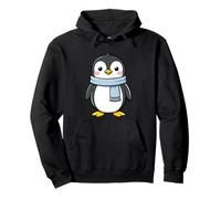 A cute Penguin with a blue Scarf on the Ice Pullover Hoodie