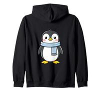 A cute Penguin with a blue Scarf on the Ice Zip Hoodie