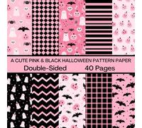 A Cute Pink & Black Halloween Scrapbook Paper 40 Pages 20 Sheets: Double Sided Pattern Paper for Scrapbooking, Card Making, Origami, DIY and More