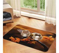 A Cute Sparrow Pet Food Mat 23.62x15.71in Absorbent Non-Slip PU Leather Feeding Mat for Dogs Cats Rubber Bottom Fast Drying Rollable Pet Bowl Placemat