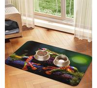 A Cute Tree Frog Pet Food Mat 17.2x11.81in Absorbent Non-Slip PU Leather Feeding Mat for Dogs Cats Rubber Bottom Fast Drying Rollable Pet Bowl Placemat