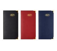 A&D 2027 Diary Pocket Small/Slim Line Week to View Softcover PVC Cover Diary (Slim Red Softcover)