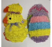 A&D Easter Chick & Easter Egg Tinsel Wall Plaque Hanging Decoration, 28cm, 2 of Each