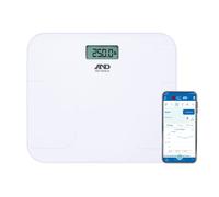 A&D Medical Premium Wireless Wide Base Weight Scale, 4 Precision Sensors for Medically Accurate Readings, Bluetooth-Enabled Weighing Machine, Smart Weighing Scale, Capacity 249 kg (550 lbs), White