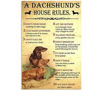 A Dachshund House Rules Retro Metal Tin Signs Christmas Props Decor 8x12 inch