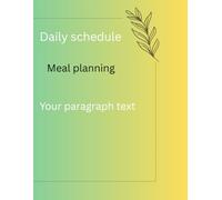 A daily meal planner to help organize your food intake, with a page at the end of each week to record achieved goals and future goals you wish to ... organizing and achieving your health goals