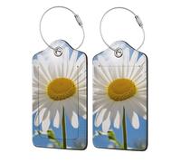 A Daisy Under The Sunshine Luggage Tag, Pu Leather Travel Luggage Tag Suitcase Tag Durable Steel Loop Suitcase Tags Identifiers