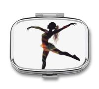 A Dancer Pill Box, 2 Compartment Medicine Pill Case, Portable Pill Organizer for Pocket Or Purse Decorative Metal Medicine Vitamin Organizer