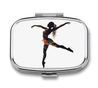 A Dancer Pill Box 2 Compartment, Portable Pill Case with Mirror for Pocket Purse Travel, Mini Metal Medicine Organizer for Vitamins Fish Oil