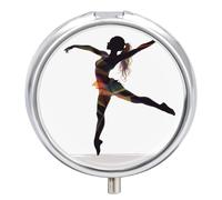 A Dancer Pill Box Cute Round Pill Box 3 Compartment Decorative Pocket Purse Portable Mini Travel Medicine Tablet Vitamin Fish Oil Holder Organizer Pill Case