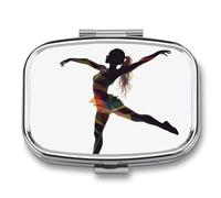 A Dancer Pill Box for Pocket Square Pill Box 2 Compartment Decorative Portable Travel Pill Holder Tablet Vitamin Organizer Mini Pill Case
