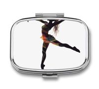 A Dancer Pill Box Travel Pill Organizer 2 Compartment Weekly Pill Case with Mirror A Day Medicine Container Medicine Organizer for Purse, Pocket, Or Wallet
