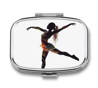 A Dancer Pill Case with 2 Compartment, Pill Organizer Portable Square Pill Box,Vitamin Pill Organizer for Pocket Purse and Travel