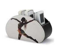 A Dancer Remote Control Holder, TV Remote Caddy Storage Box, Leather Desktop Organizer, PU Pencil Holder, Stationary Organizer for Living Room Office (5 Compartments)