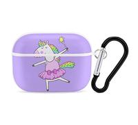 A Dancing Unicorn Ballerina Print Case Cover for AirPods Pro Case 2nd/1st Generation with Key Chain Full Protective Durable Shockproof Wireless Headphone Case PC Hard