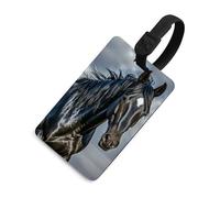 A Dark Horse Luggage Tag for Suitcases TSA Approved with Name Id Card Suitcase Tags Identifiers Black Strap Clear Window Personalized Baggage Tag for Cruise Airport Travel Essentials