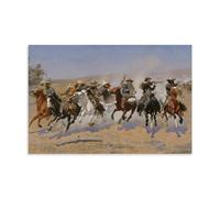 A Dash for The Timber By Frederic Remington Artists Works Printed Posters Decorative Painting Canvas Wall Art Living Rooms Bedroom 16x24inch(40x60cm)