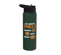 A Day in Philly Breakfast Lunch Dinner - Philly Cheesesteak Stainless Steel Insulated Water Bottle