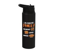 A Day in Philly Breakfast Lunch Dinner - Philly Cheesesteak Stainless Steel Insulated Water Bottle