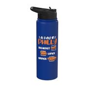 A Day in Philly Breakfast Lunch Dinner - Philly Cheesesteak Stainless Steel Insulated Water Bottle