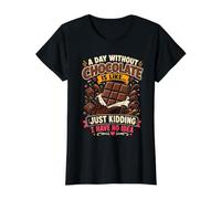 A Day Without Chocolate Just Kidding Value Graphic T-Shirt, Women, Black, S