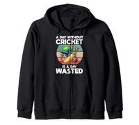 A Day Without Cricket Is A Day Wasted Cricket Player Bowler Zip Hoodie