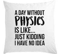 A Day Without Physics Is Like Just Kidding I Have No Idea White Pillow 40x40cm With Filler White