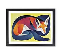 A Dazzling Abstract Fox Framed Print | A2 Black Framed Wall Art | Ready to Hang | Abstract Animal Picture | Living Room Bedroom Lounge Office