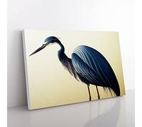 A Dazzling Heron Bird Canvas Wall Art Print Ready to Hang, Framed Picture for Living Room Bedroom Home Office Décor, 50x35 cm (20x14 Inch)
