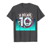 A Decade of 10: Retro Gaming Birthday Celebration T-Shirt, Men, Dark Heather Grey, 4XL