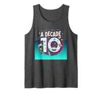 A Decade of 10: Retro Gaming Birthday Celebration Tank Top, Men, Dark Heather Grey, S