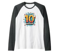 A Decade of 10th Awesome: Celebratory Fun Icons Raglan Baseball Tee, Men, Dark Heather/White, XL