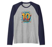 A Decade of 10th Awesome: Celebratory Fun Icons Raglan Baseball Tee, Men, Navy/Athletic Heather, XXL
