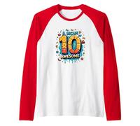 A Decade of 10th Awesome: Celebratory Fun Icons Raglan Baseball Tee, Men, Red/White, M