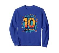 A Decade of 10th Awesome: Celebratory Fun Icons Sweatshirt, Adult Unisex, Royal Blue, S
