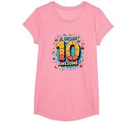 A Decade of 10th Awesome: Celebratory Fun Icons T-Shirt, Girls, Pink, XS