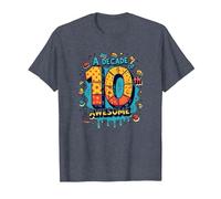 A Decade of 10th Awesome: Celebratory Fun Icons T-Shirt, Men, Heather Blue, 3XL