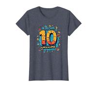 A Decade of 10th Awesome: Celebratory Fun Icons T-Shirt, Women, Heather Blue, M