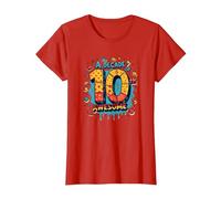 A Decade of 10th Awesome: Celebratory Fun Icons T-Shirt, Women, Red, XS