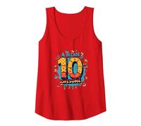 A Decade of 10th Awesome: Celebratory Fun Icons Tank Top, Women, Red, XL