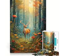 A Deer in Mushrooms Forest 1000 Pieces Puzzles for Adults Strong Memory Quality Print Fun Challenge Night Fun (38x26cm)