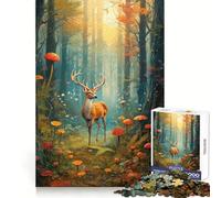 A Deer in Mushrooms Forest 1000 Pieces Puzzles for Adults Strong Memory Quality Print Fun Challenge Night Fun (38x26cm)