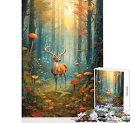A Deer in Mushrooms Forest Hard Jigsaw Puzzle for Adults 1000 Pieces Improve Attention Span And Focus Peaceful Relaxing Leisure Fun (50x75cm)