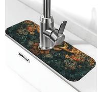 A Deer in The Bushes Sink Splash Guard Faucet Mat, Kitchen Faucet Suction Pad,Faucet Handle Drip Catcher Tray Drying Mat for Bathroom (15" X 5.5" )