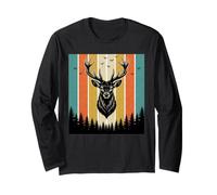 A Deer in the Forest with Birds and Trees in Nature Deer Long Sleeve T-Shirt