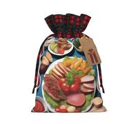 A Delicious Feast Holiday Printed Drawstring Pouch S For Party, Wedding, And Festival, Lightweight Polyester