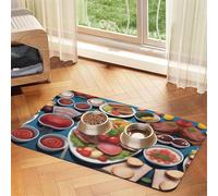 a Delicious Feast Pet Absorbent Leather Non-Slip Feeding Mat 40x60cm, Quick Drying, Waterproof, Washable Bowl Mat