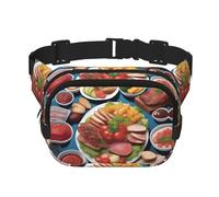 a Delicious Feast Square Double-Layer Waist Bag for Outdoor Activities Such as Sports, Travel, Hiking, Cycling