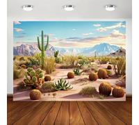 A desert photography background cloth western party with succulent cacti and cactus on the blue sky and sand dunes